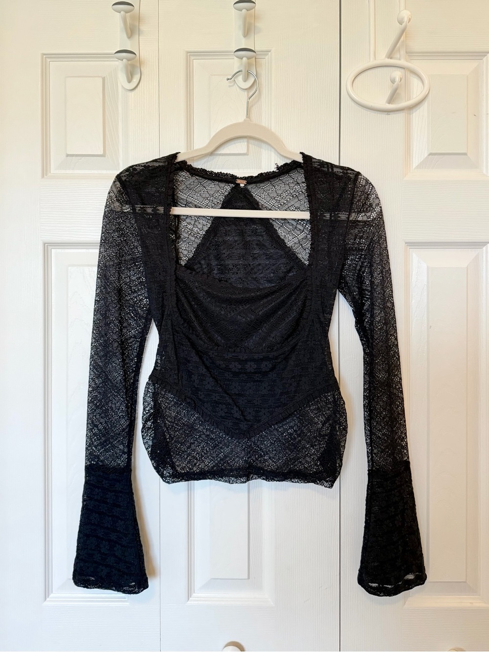 Free People Black Lace Long Sleeve